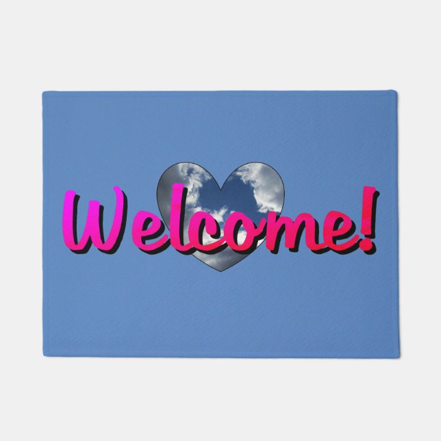 "Welcome! Happy Heart" Door Mat (Front)
