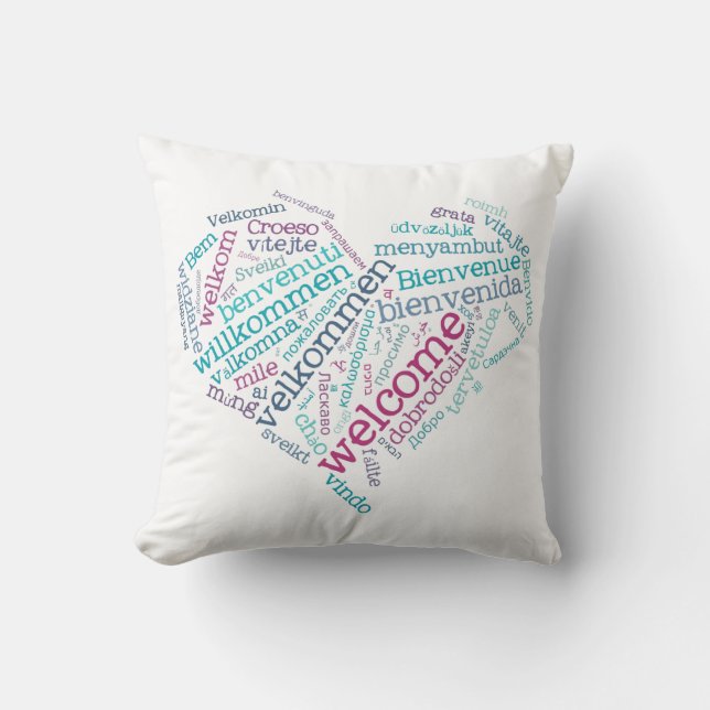 Welcome Heart (many languages) Pillows (Front)