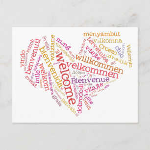 Welcome Heart (many languages) Postcard