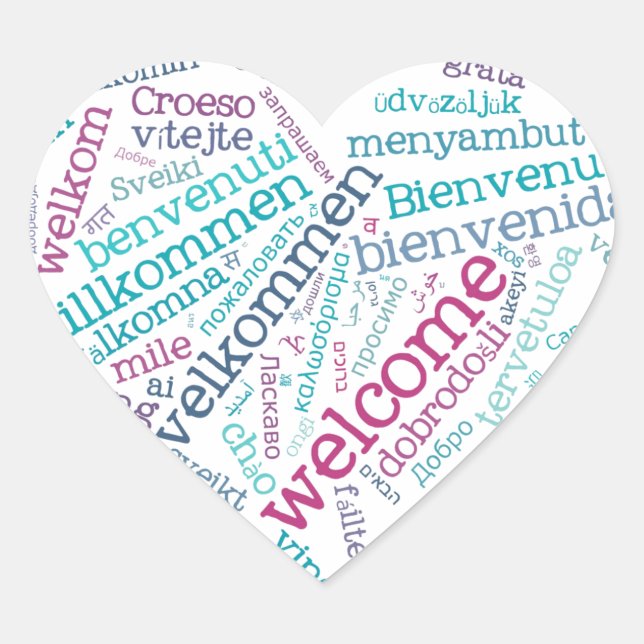 Welcome Heart (many languages) Sticker (Front)