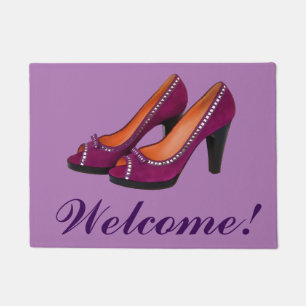 Welcome high heeled purple shoes fashion doormat