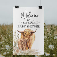 Welcome Highland Cow Calf Baby Shower Boho