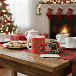 Welcome holly christmas guest coffee mug