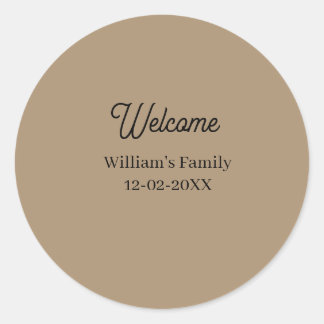 Welcome home add family name house inauguration  classic round sticker