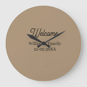 Welcome home add family name house inauguration large clock