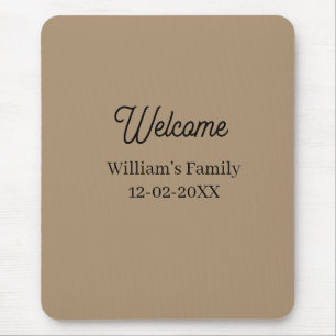 Welcome home add family name house inauguration mouse mat
