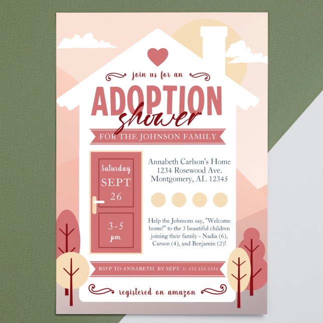 "Welcome Home" Adoption Child / Baby Shower Invitation ("welcome home" adoption child / baby shower invitation. gender neutral boy or girl foster care adopt)