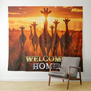 Welcome Home African Animals - Giraffe Backdrop  Tapestry