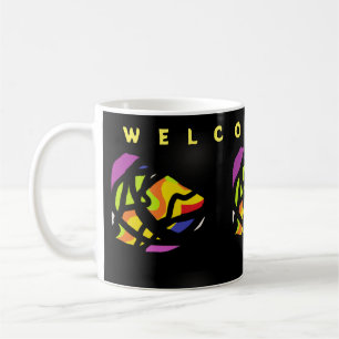 WELCOME HOME ART PATTERNS ON BLACK COFFEE MUG