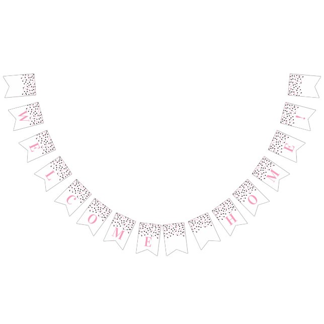Welcome Home Banner Pink Black Confetti (All)