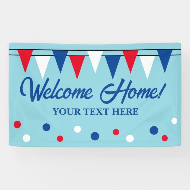 Welcome Home banner sign with colourful flags (Horizontal)