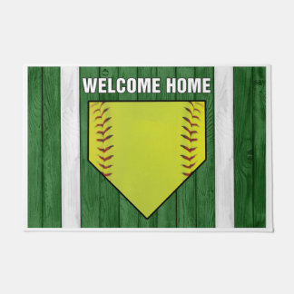 Welcome Home Baseball Design Doormat