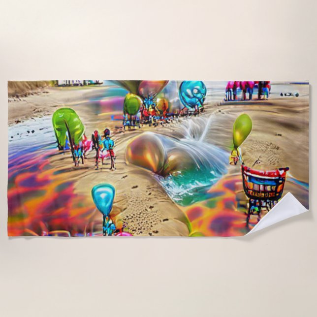 Welcome Home Beach Balloons Sand Beach Towel (Front)
