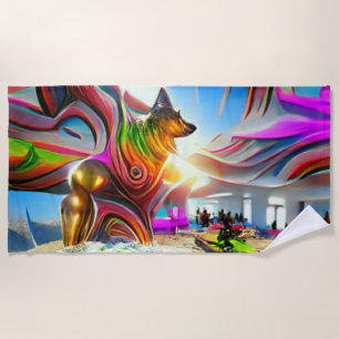 Welcome Home Beach Family German Shepherd Dog Beach Towel