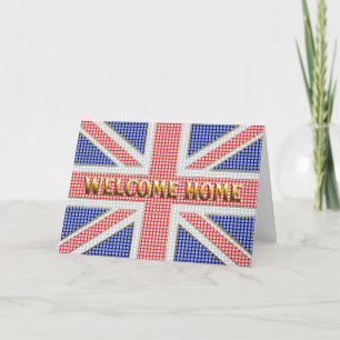 Welcome home card with a jewelled Union Jack