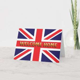Welcome home card with a Union Jack