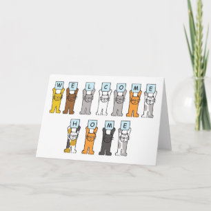 Welcome Home Cartoon Cats Card