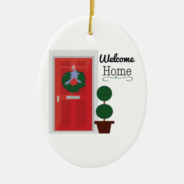 Welcome Home Ceramic Tree Decoration (Front)