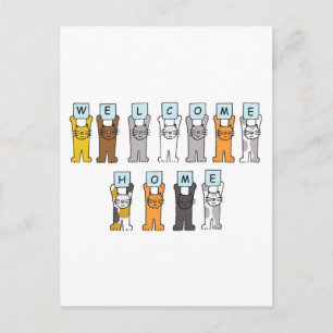 Welcome Home Cute Cartoon Cats Postcard