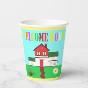 Welcome home cute house brite colours paper cups