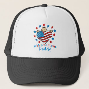 Welcome Home Daddy Baby Heart Trucker Hat