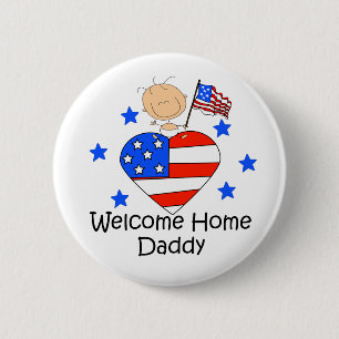 Welcome Home Daddy Stick Figure Baby 6 Cm Round Badge