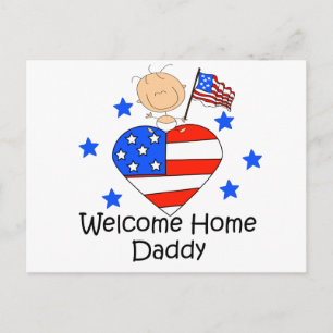 Welcome Home Daddy Stick Figure Baby Postcard