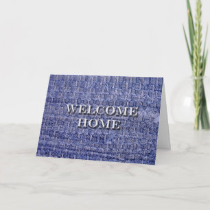 Welcome Home, Denim Blue Jean Rag Rug Card