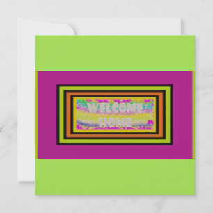 welcome home design purple green red bordered    c card