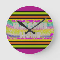 welcome home design purple green red bordered tri