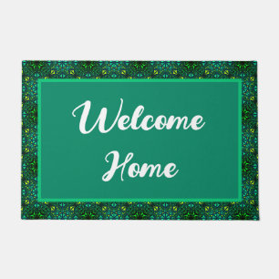 Welcome Home Emerald Green Pattern Doormat