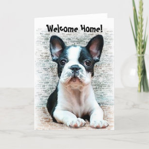 Welcome home French bulldog greeting card