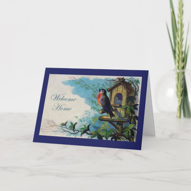 Welcome Home Greeting Card, Robin Bird Card (Front)