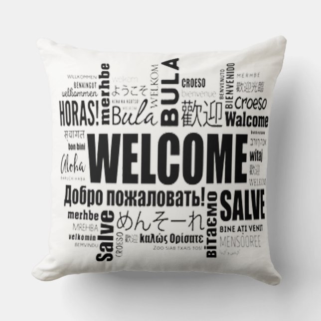 "Welcome Home: Inviting Elegance in Every Stitch  Cushion (Front)