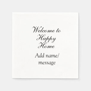 Welcome home lake beach house inauguration name napkin
