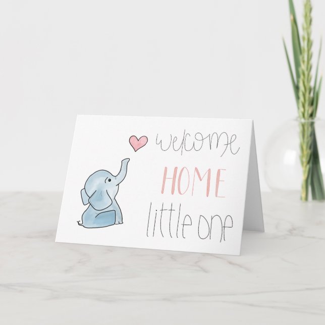 Welcome Home Little Elephant Card (Front)
