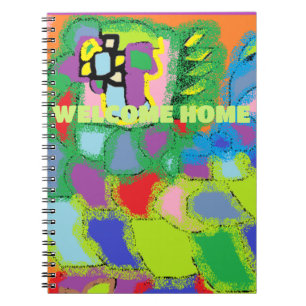 WELCOME HOME LOGO TYPE WITH ART PATTERNS NOTEBOOK