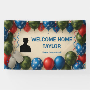 Welcome Home Military Banner – Custom Name Balloon