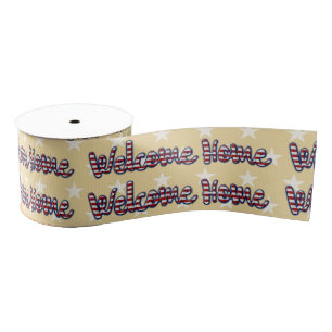 Welcome home military * choose background colour grosgrain ribbon