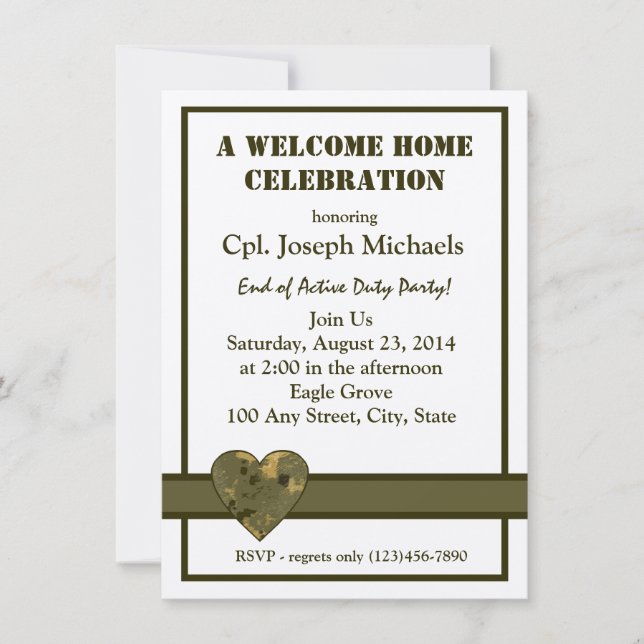 Welcome Home Military Invitation (Front)