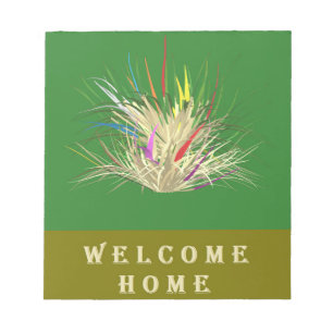 Welcome home mixed art patterns purple black notepad