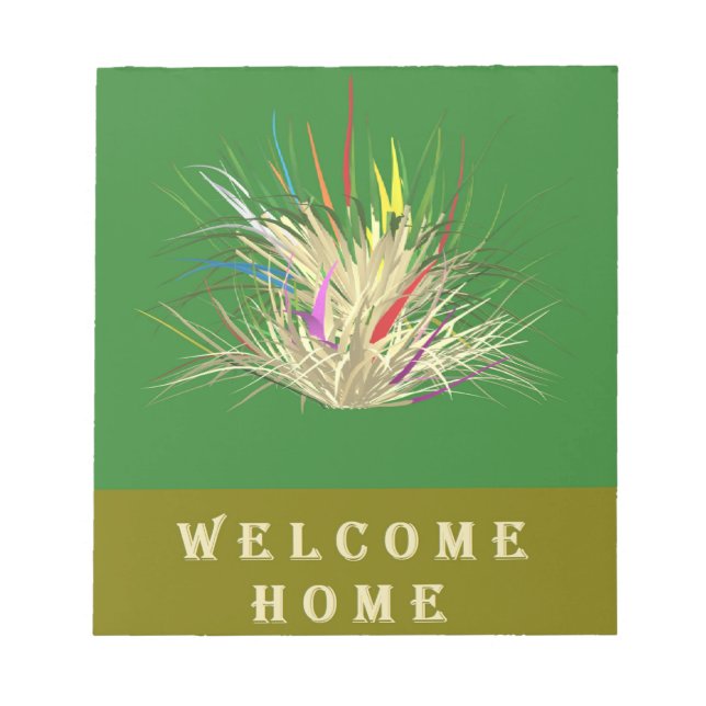 Welcome home mixed art patterns purple black notepad (Front)