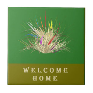 Welcome home mixed art patterns purple black tile