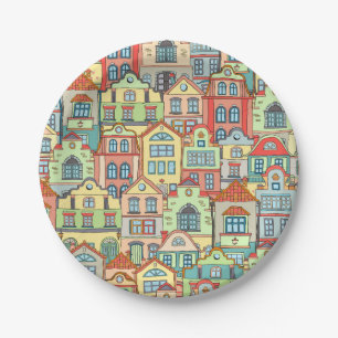 Welcome Home Neighbourhood City Paper Plate