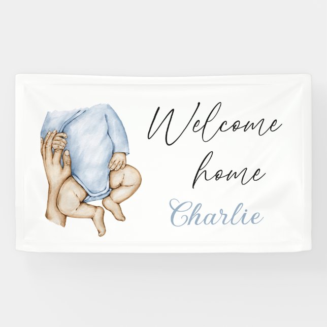 Welcome home newborn baby boy banner (Horizontal)