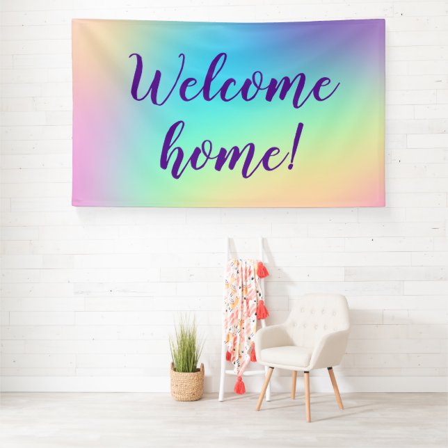 Welcome Home! Pastel Rainbow Banner (Insitu)