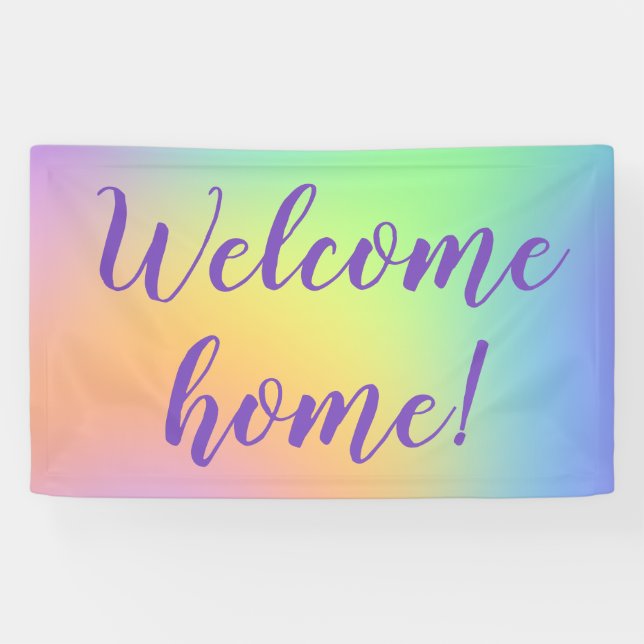 Welcome Home! Pastel Rainbow Banner (Horizontal)