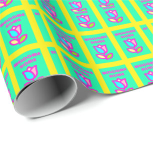 WELCOME HOME PURPLE AND YELLOW DESIGN          WRAPPING PAPER