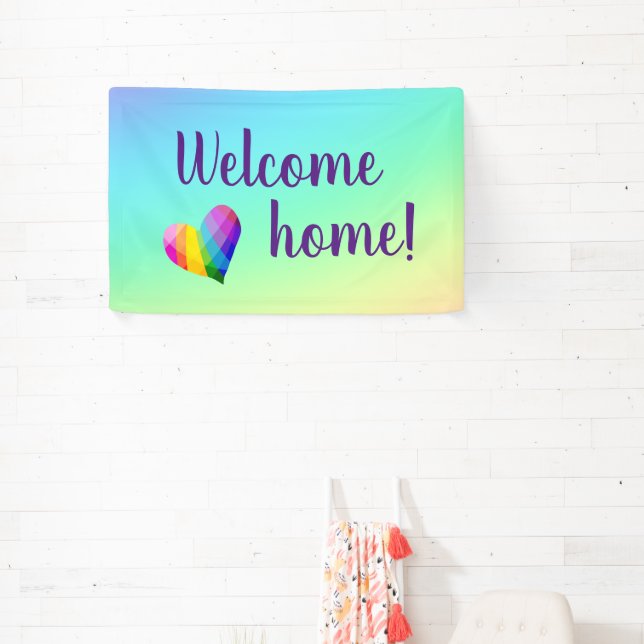Welcome Home! Rainbow Heart Banner (Insitu)