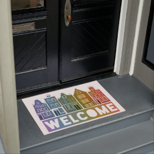 Welcome Home Rainbow Holland Amsterdam Colorful Doormat